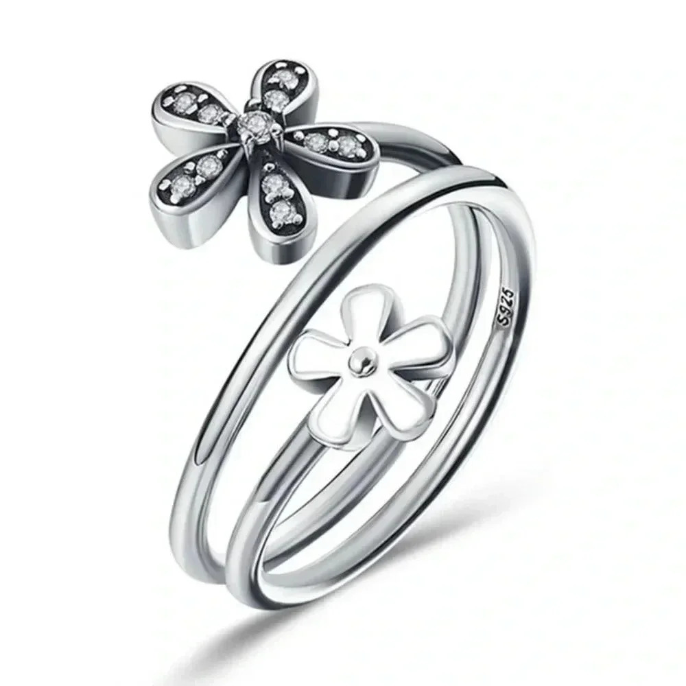 🍁925 Silver Plated New Fashion Cute Flower Design Ring, GPMB1504-9